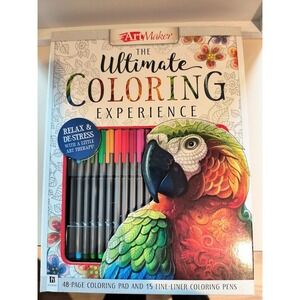 ArtMaker Ultimate Coloring Experience 48 Page Coloring Pad 15 Fine Liner Pens
